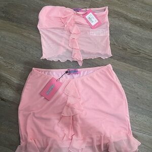 Pink Ruffled Two-Piece Set